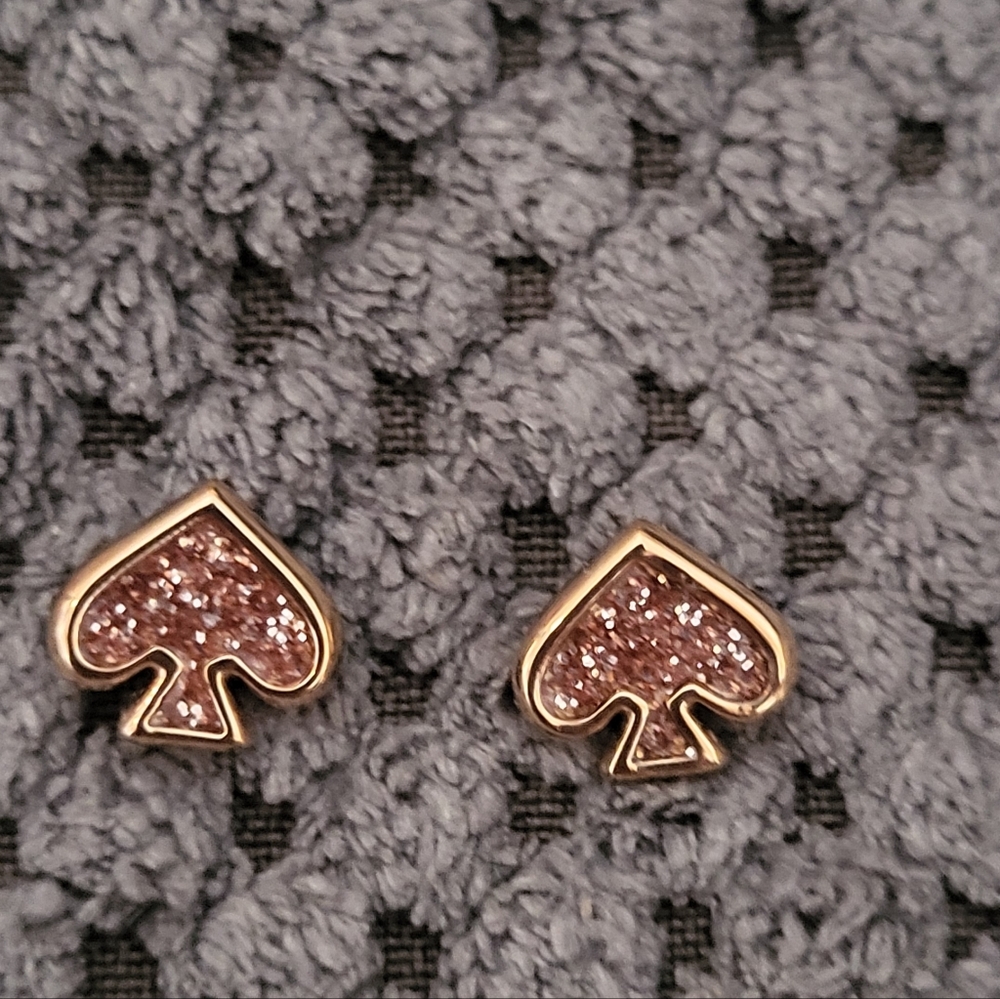 Kate Spade Stud Earrings with Pink Glitter Inlay